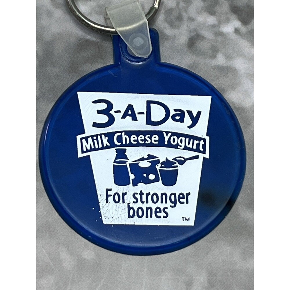 3-A-Day Milk Cheese Yogurt Vintage Keychain Keyring